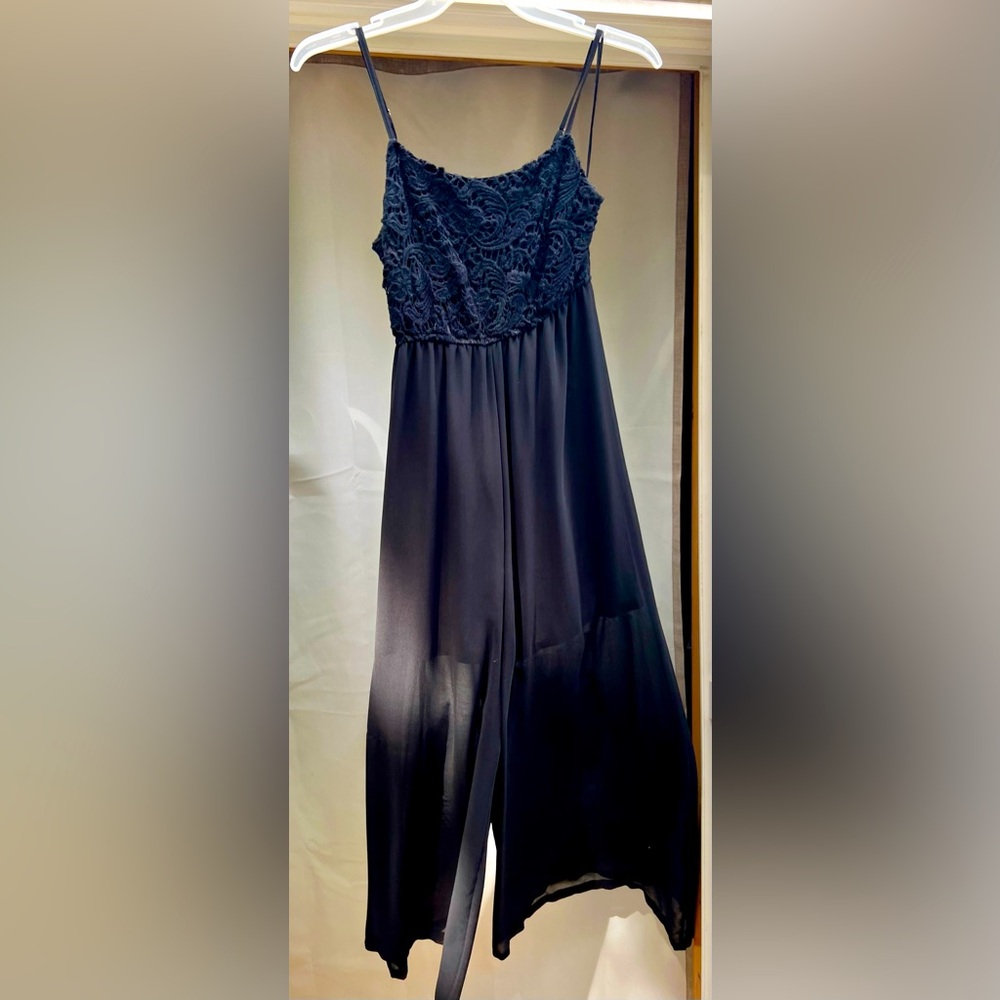 Black sheer leg jumper with crochet top